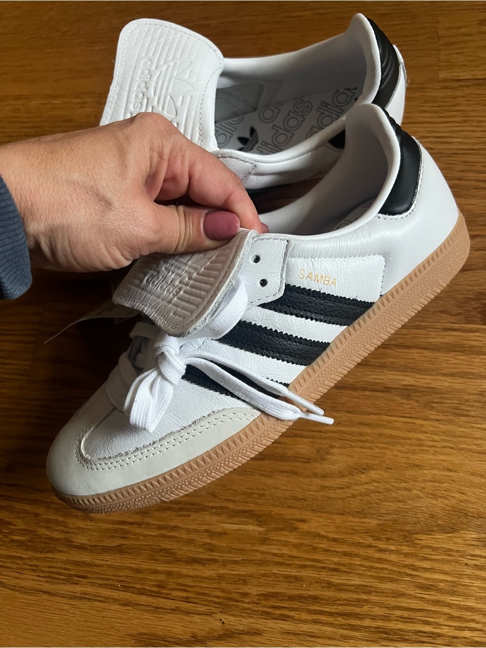 adidas White Samba Shoes with Hook-and-Loop Strap